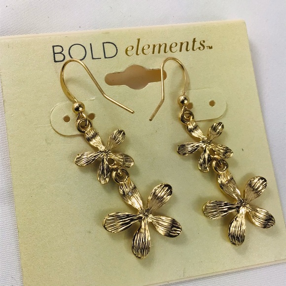 💙 BOLD ELEMENTS Flower Drop Earrings - Picture 4 of 6